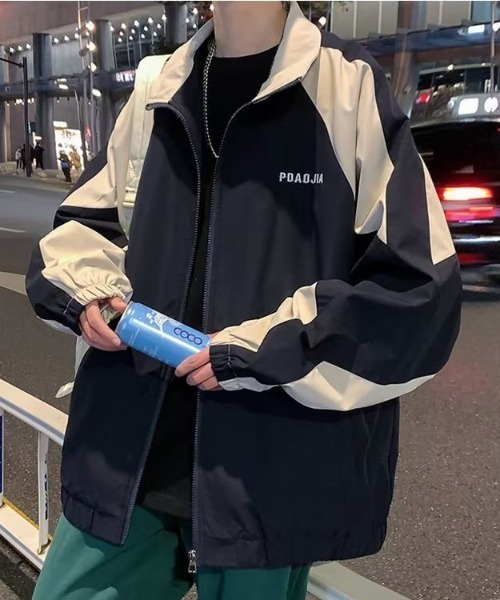 link lot（リンクロット）の「バイカラーオーバーサイズナイロンジャケットブルゾン（ナイロンジャケット・メンズ・ネイビー/ブラック・L/M）」の3枚目の写真