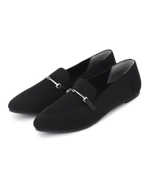 SHOO・LA・RUE(シューラルー)の「【洗える】ニットポインテッドローファー(その他シューズ・レディース・ブラック/アイボリー・35/45/25)」の2枚目の写真