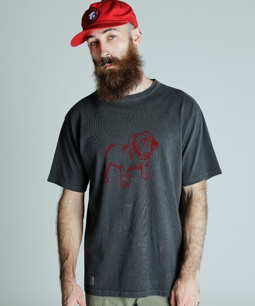 Schott(ショット)の「Schott/ショット/PIGMENT T-SHIRT FLOCKY BULLDOG/ピグメント Tシャツ フロッキーブルドッグ(Tシャツ/カットソー・メンズ・ホワイト/ブラック/ベージュ・XL/L/M/2XL)」の2枚目の写真