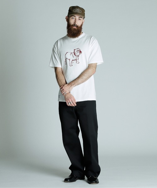 Schott(ショット)の「Schott/ショット/PIGMENT T-SHIRT FLOCKY BULLDOG/ピグメント Tシャツ フロッキーブルドッグ(Tシャツ/カットソー・メンズ・ホワイト/ブラック/ベージュ・XL/L/M/2XL)」の7枚目の写真
