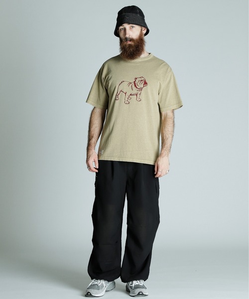 Schott(ショット)の「Schott/ショット/PIGMENT T-SHIRT FLOCKY BULLDOG/ピグメント Tシャツ フロッキーブルドッグ(Tシャツ/カットソー・メンズ・ホワイト/ブラック/ベージュ・XL/L/M/2XL)」の9枚目の写真