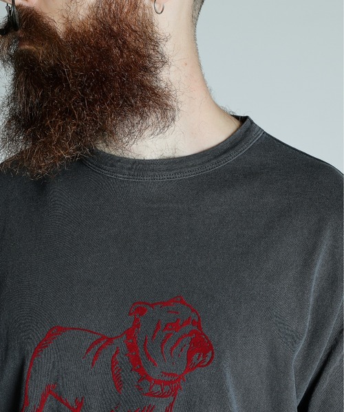 Schott(ショット)の「Schott/ショット/PIGMENT T-SHIRT FLOCKY BULLDOG/ピグメント Tシャツ フロッキーブルドッグ(Tシャツ/カットソー・メンズ・ホワイト/ブラック/ベージュ・XL/L/M/2XL)」の16枚目の写真