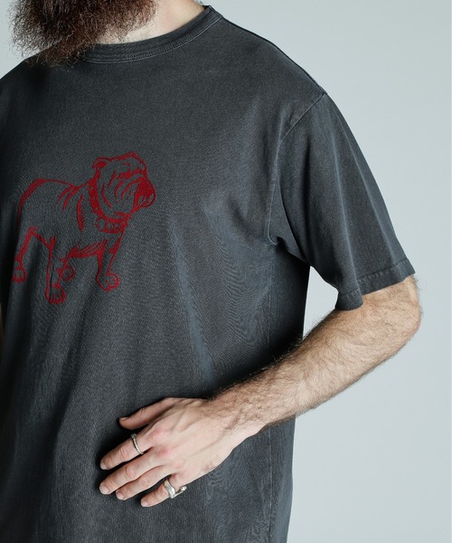 Schott(ショット)の「Schott/ショット/PIGMENT T-SHIRT FLOCKY BULLDOG/ピグメント Tシャツ フロッキーブルドッグ(Tシャツ/カットソー・メンズ・ホワイト/ブラック/ベージュ・XL/L/M/2XL)」の17枚目の写真