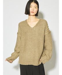 MIDIUMISOLID for Ladies ローゲージVネックプルオーバー