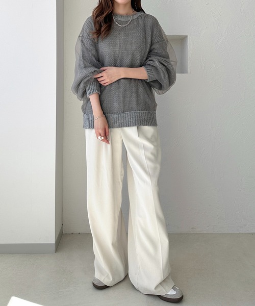 apres jour clair（アプレジュールクレア）の「【apres jour clair】チュールシアーニット【ZOZOTOWN限定アイテム】（ニット/セーター・レディース・アイボリー/ピンクベージュ/グレー・フリー/X-LARGE）」の13枚目の写真