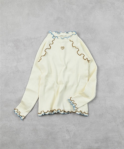 MARKEY'S(マーキーズ)の「ハートポイントメローリブカットソー(Tシャツ/カットソー・キッズ・ブルー/ブラック/ブラウン/オフホワイト・90/100/110/120/130/140/150)」の6枚目の写真