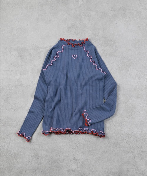 MARKEY'S(マーキーズ)の「ハートポイントメローリブカットソー(Tシャツ/カットソー・キッズ・ブルー/ブラック/ブラウン/オフホワイト・90/100/110/120/130/140/150)」の8枚目の写真