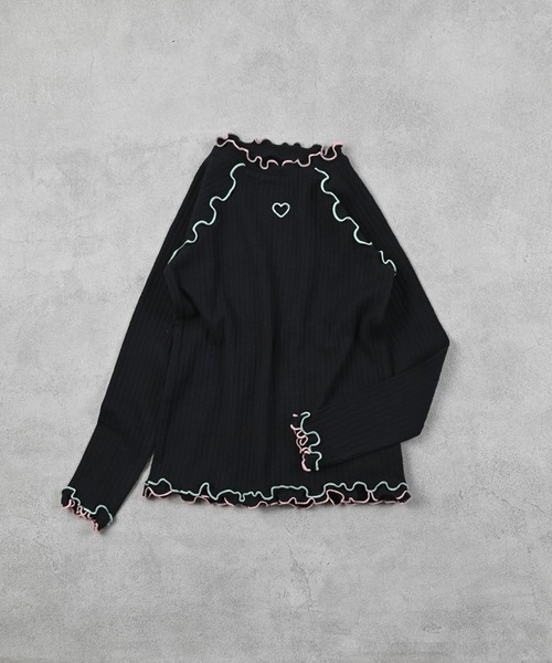 MARKEY'S(マーキーズ)の「ハートポイントメローリブカットソー(Tシャツ/カットソー・キッズ・ブルー/ブラック/ブラウン/オフホワイト・90/100/110/120/130/140/150)」の9枚目の写真