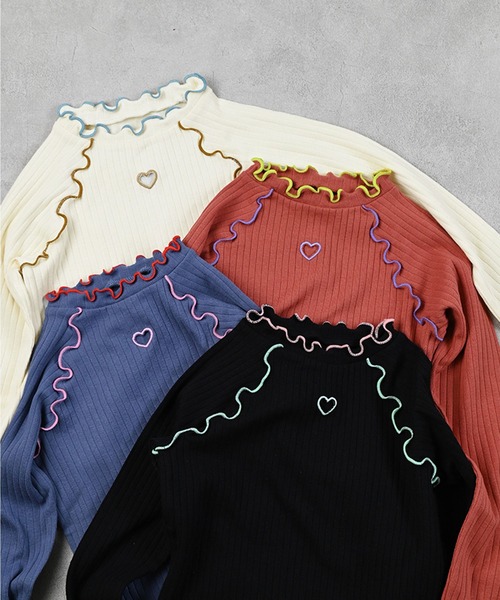 MARKEY'S(マーキーズ)の「ハートポイントメローリブカットソー(Tシャツ/カットソー・キッズ・ブルー/ブラック/ブラウン/オフホワイト・90/100/110/120/130/140/150)」の20枚目の写真