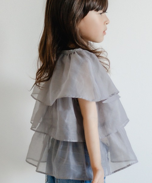 MAKE YOUR DAY(メイクユアデイ)の「シアーフリルカーディガン■80~140cm(カーディガン/ボレロ・キッズ・オフホワイト/グレー/ブラック・140/120/110/100/90/80/130)」の3枚目の写真