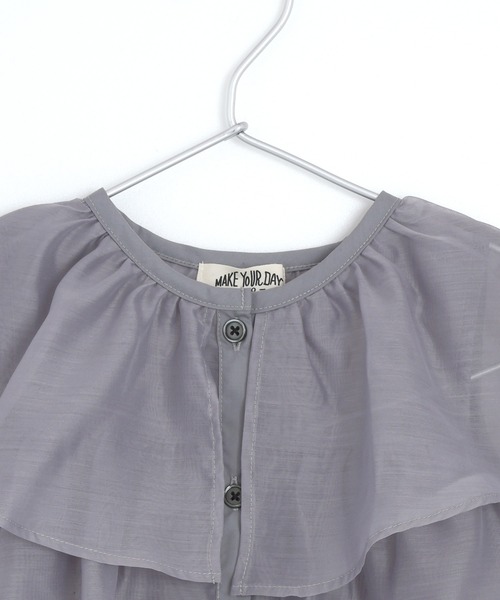 MAKE YOUR DAY(メイクユアデイ)の「シアーフリルカーディガン■80~140cm(カーディガン/ボレロ・キッズ・オフホワイト/グレー/ブラック・140/120/110/100/90/80/130)」の9枚目の写真