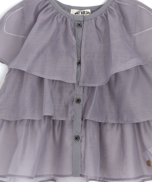 MAKE YOUR DAY(メイクユアデイ)の「シアーフリルカーディガン■80~140cm(カーディガン/ボレロ・キッズ・オフホワイト/グレー/ブラック・140/120/110/100/90/80/130)」の10枚目の写真