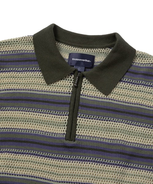 thisisneverthat（ディスイズネバーザット）の「Striped S/S Knit Polo（ニット/セーター・メンズ・アイボリー/グレー/レッド・S/M/L/XL）」の4枚目の写真