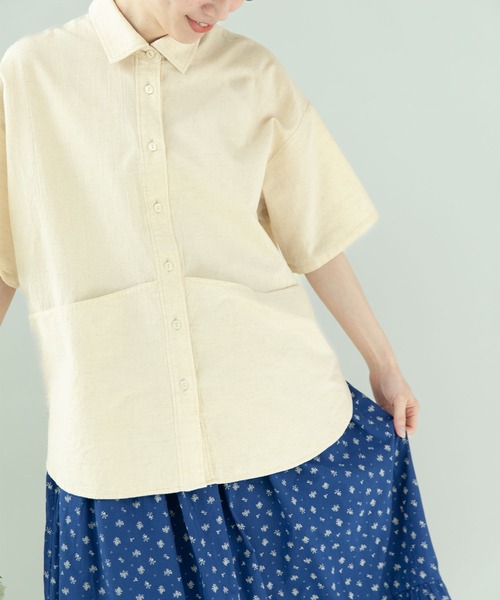 PAR ICI(パーリッシィ)の「コットンリネン 半袖ガーデンシャツ(シャツ/ブラウス・レディース・アイボリー/ブラック/グレー・FREE)」の21枚目の写真