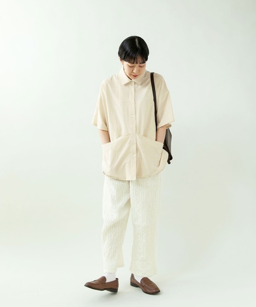 PAR ICI(パーリッシィ)の「コットンリネン 半袖ガーデンシャツ(シャツ/ブラウス・レディース・アイボリー/ブラック/グレー・FREE)」の19枚目の写真