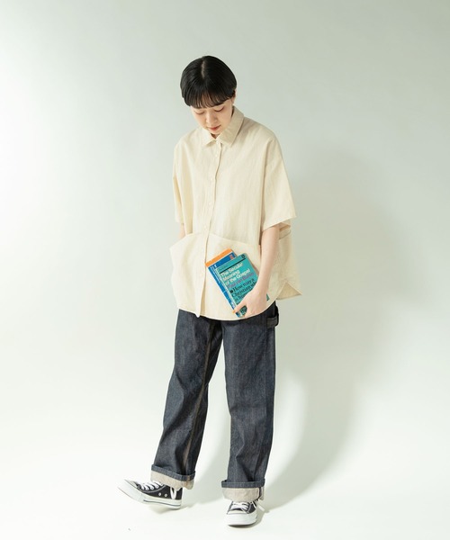 PAR ICI(パーリッシィ)の「コットンリネン 半袖ガーデンシャツ(シャツ/ブラウス・レディース・アイボリー/ブラック/グレー・FREE)」の16枚目の写真