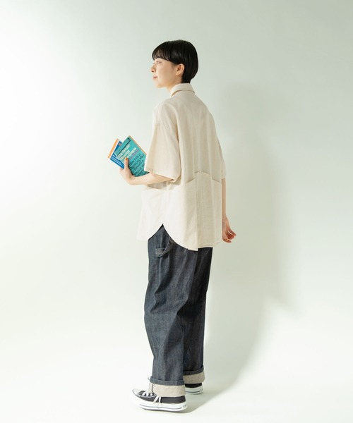 PAR ICI(パーリッシィ)の「コットンリネン 半袖ガーデンシャツ(シャツ/ブラウス・レディース・アイボリー/ブラック/グレー・FREE)」の17枚目の写真