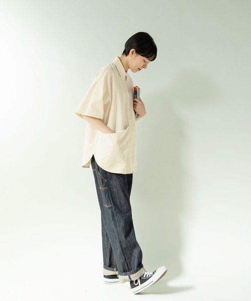 PAR ICI(パーリッシィ)の「コットンリネン 半袖ガーデンシャツ(シャツ/ブラウス・レディース・アイボリー/ブラック/グレー・FREE)」の18枚目の写真