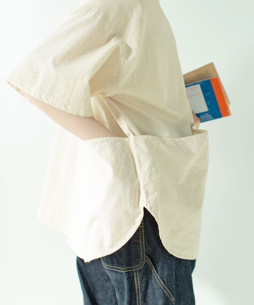 PAR ICI(パーリッシィ)の「コットンリネン 半袖ガーデンシャツ(シャツ/ブラウス・レディース・アイボリー/ブラック/グレー・FREE)」の13枚目の写真