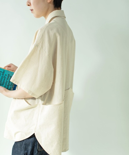 PAR ICI(パーリッシィ)の「コットンリネン 半袖ガーデンシャツ(シャツ/ブラウス・レディース・アイボリー/ブラック/グレー・FREE)」の12枚目の写真