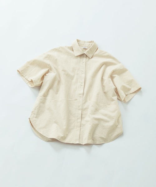 PAR ICI(パーリッシィ)の「コットンリネン 半袖ガーデンシャツ(シャツ/ブラウス・レディース・アイボリー/ブラック/グレー・FREE)」の10枚目の写真
