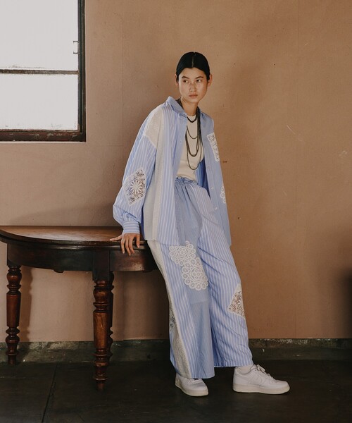 Freada(フリーダ)の「Freada/フリーダ ストライプレースパンツ(その他パンツ・レディース・ブルー/ブラック・フリ-)」の3枚目の写真