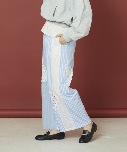 Freada(フリーダ)の「Freada/フリーダ ストライプレースパンツ(その他パンツ・レディース・ブルー/ブラック・フリ-)」の9枚目の写真