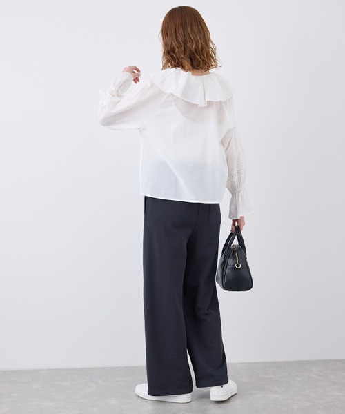 ROPE' PICNIC（ロペピクニック）の「ロゴ刺繍入りワイドスウェットパンツ（その他パンツ・レディース・ライトグレー/ネイビー・36/38）」の15枚目の写真