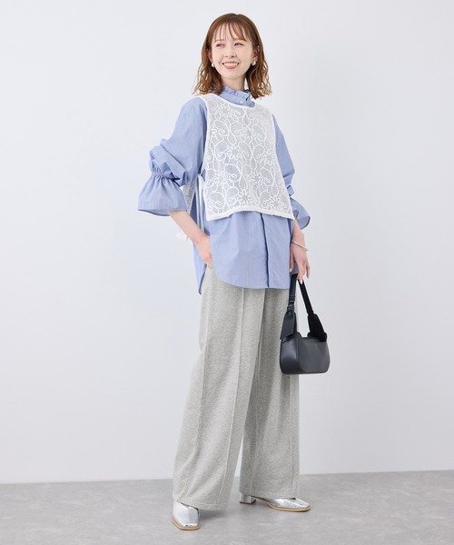 ROPE' PICNIC（ロペピクニック）の「ロゴ刺繍入りワイドスウェットパンツ（その他パンツ・レディース・ライトグレー/ネイビー・36/38）」の11枚目の写真