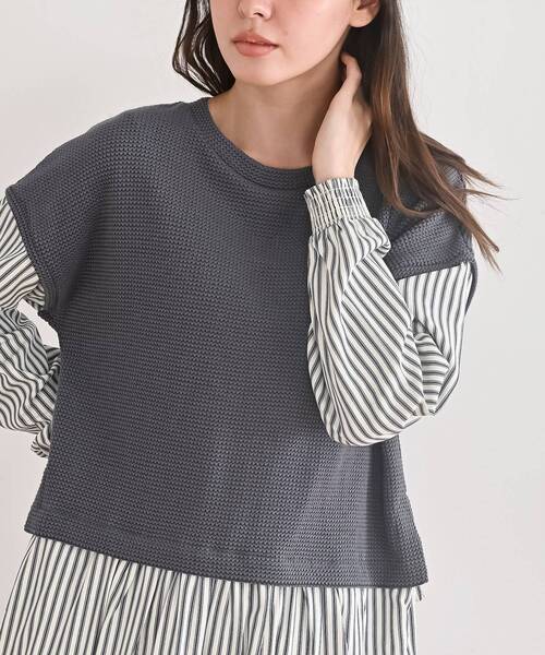 rps（アールピーエス）の「ニットソーベストレイヤード風チュニック（チュニック・レディース・グレー/チャコールグレー/ネイビー・フリー）」の8枚目の写真