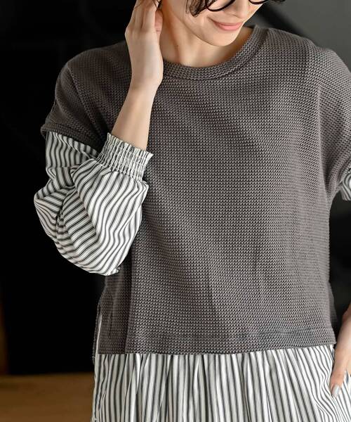 rps（アールピーエス）の「ニットソーベストレイヤード風チュニック（チュニック・レディース・グレー/チャコールグレー/ネイビー・フリー）」の14枚目の写真