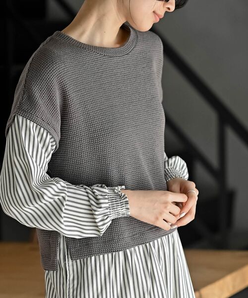 rps（アールピーエス）の「ニットソーベストレイヤード風チュニック（チュニック・レディース・グレー/チャコールグレー/ネイビー・フリー）」の15枚目の写真