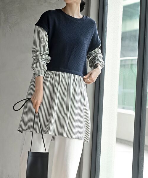 rps（アールピーエス）の「ニットソーベストレイヤード風チュニック（チュニック・レディース・グレー/チャコールグレー/ネイビー・フリー）」の18枚目の写真