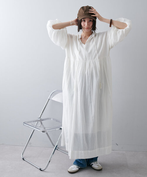 India】袖バルーン切替ギャザーワンピース（ワンピース）｜DISCOAT