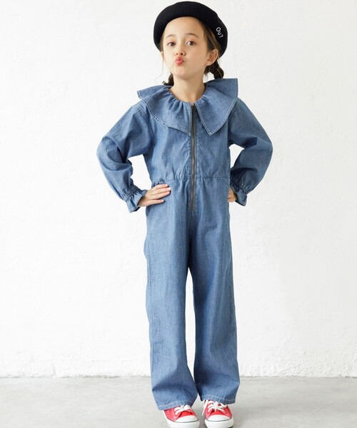BRANSHES（ブランシェス）の「【Ou? by EDWIN】デニムオールインワン（つなぎ/オールインワン・キッズ・ブルー・90/100/110/120/130/140/150）」の3枚目の写真