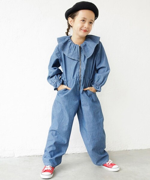 BRANSHES（ブランシェス）の「【Ou? by EDWIN】デニムオールインワン（つなぎ/オールインワン・キッズ・ブルー・90/100/110/120/130/140/150）」の4枚目の写真