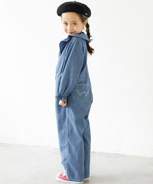 BRANSHES（ブランシェス）の「【Ou? by EDWIN】デニムオールインワン（つなぎ/オールインワン・キッズ・ブルー・90/100/110/120/130/140/150）」の6枚目の写真