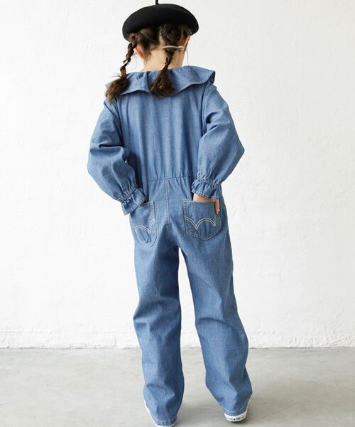 BRANSHES（ブランシェス）の「【Ou? by EDWIN】デニムオールインワン（つなぎ/オールインワン・キッズ・ブルー・90/100/110/120/130/140/150）」の7枚目の写真