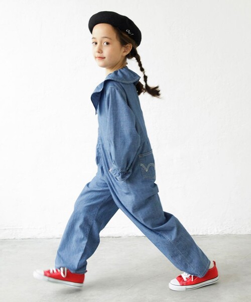 BRANSHES（ブランシェス）の「【Ou? by EDWIN】デニムオールインワン（つなぎ/オールインワン・キッズ・ブルー・90/100/110/120/130/140/150）」の8枚目の写真