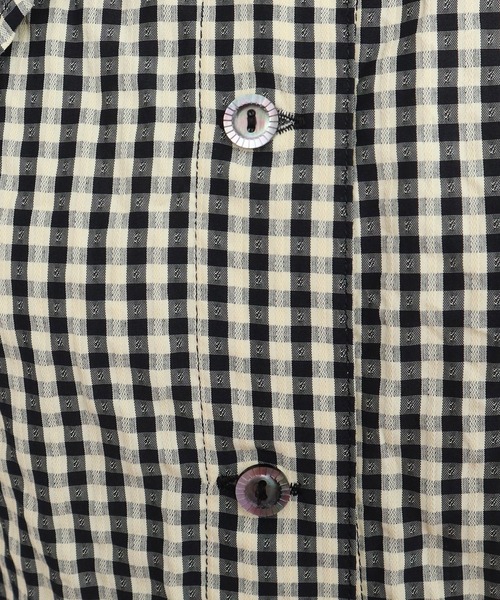 CHILD WOMAN（チャイルドウーマン）の「☆ドビーギンガム 5分袖ショート前あきブラウス(セットアップ対応)（シャツ/ブラウス・レディース・ブラック/ブラウン・FREE）」の16枚目の写真