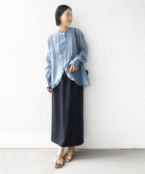 WEB限定】〈洗濯機可能〉シアー プリーツ ヨーク パールモチーフ
