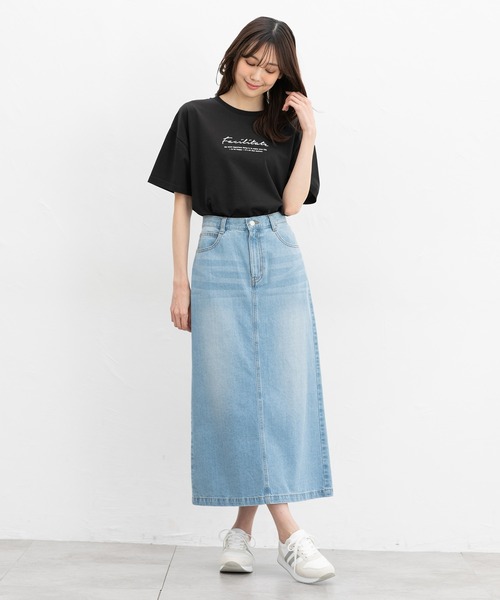 Honeys(ハニーズ)の「【ハニさら・接触冷感・UVカット】ロゴプリントTシャツ(Tシャツ/カットソー・レディース・レッド/ライトグリーン/ブラック/ホワイト×ブルー/ホワイト×ブラック/グリーン/ボルドー・S/M/LL/L)」の9枚目の写真
