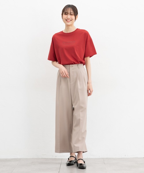 Honeys(ハニーズ)の「【ハニさら・接触冷感・UVカット】ロゴプリントTシャツ(Tシャツ/カットソー・レディース・レッド/ライトグリーン/ブラック/ホワイト×ブルー/ホワイト×ブラック/グリーン/ボルドー・S/M/LL/L)」の11枚目の写真