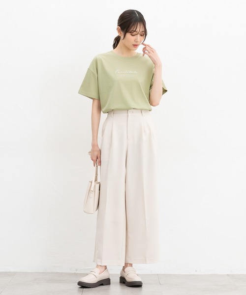 Honeys(ハニーズ)の「【ハニさら・接触冷感・UVカット】ロゴプリントTシャツ(Tシャツ/カットソー・レディース・レッド/ライトグリーン/ブラック/ホワイト×ブルー/ホワイト×ブラック/グリーン/ボルドー・S/M/LL/L)」の13枚目の写真