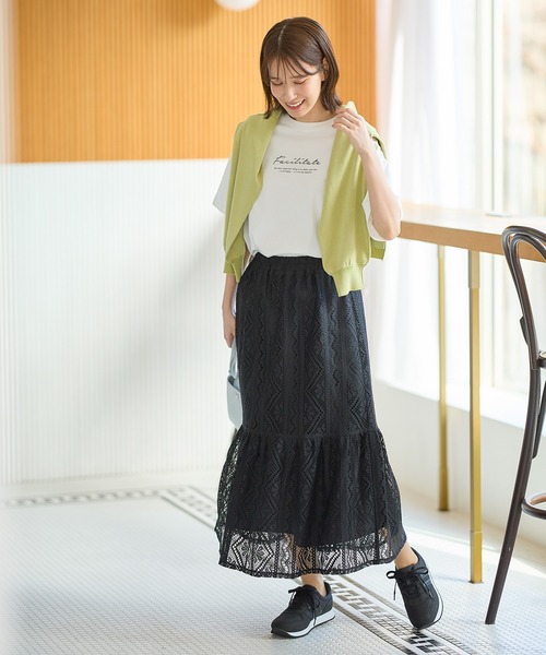 Honeys(ハニーズ)の「【ハニさら・接触冷感・UVカット】ロゴプリントTシャツ(Tシャツ/カットソー・レディース・レッド/ライトグリーン/ブラック/ホワイト×ブルー/ホワイト×ブラック/グリーン/ボルドー・S/M/LL/L)」の15枚目の写真