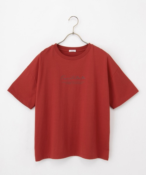 Honeys(ハニーズ)の「【ハニさら・接触冷感・UVカット】ロゴプリントTシャツ(Tシャツ/カットソー・レディース・レッド/ライトグリーン/ブラック/ホワイト×ブルー/ホワイト×ブラック/グリーン/ボルドー・S/M/LL/L)」の22枚目の写真
