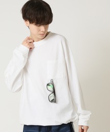 サングラスグラスコード付き 裾ドローコード 胸ポケットワイドロンTee / オープンエンドコットン
