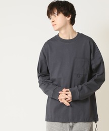 サングラスグラスコード付き 裾ドローコード 胸ポケットワイドロンTee / オープンエンドコットン