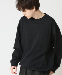 サングラスグラスコード付き 裾ドローコード 胸ポケットワイドロンTee / オープンエンドコットン