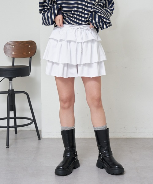 RAY CASSIN（レイカズン）の「ティアードスウェットミニスカート（スカート・レディース・グレー/ネイビー/ホワイト・FREE）」の8枚目の写真